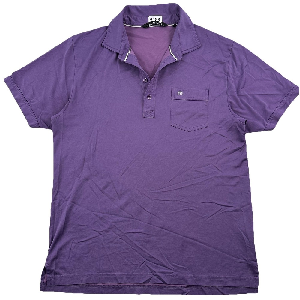 Travis Mathew Crenshaw Polo Shirt Men Fits Purple Golf Cotton Blend Tag Large
